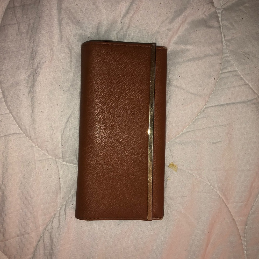 BROWN LEATHER ORGANIZER CLUTCH WALLET